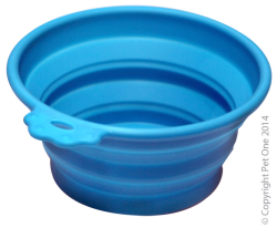 Pet One Silicone Round Travel Bowl Small Blue|
