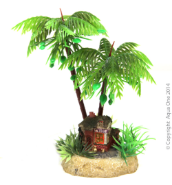 Aqua One Hermit Crab Palm Tree with Hut Ornament|