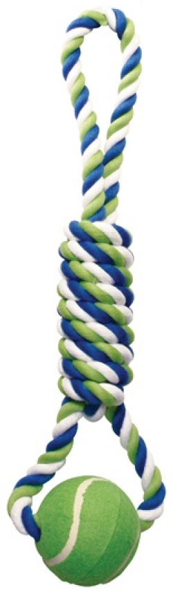 Dogit Dog Knotted Rope Toy, Spiral Tug with Tennis Ball|