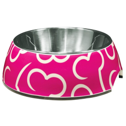 Dogit Style 2-in-1 Dog Dish Pink Bones 350mL S|
