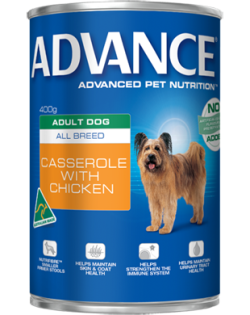 Advance Adult All Breed, Casserole with Chicken 400g x 12 Cans Tray|