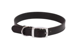 Beau Pets Collar Leather Deluxe Sewn 35cm Black|