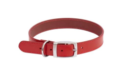 Beau Pets Collar Leather Deluxe Sewn 35cm Red|