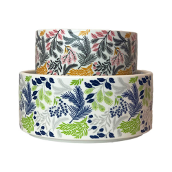 DOGUE Ceramic Dog Bowl Wildflower Collection Navy/Lime Small 200ml|