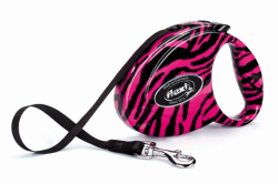 Flexi Fashion Ladies Pink Zebra Retractable Lead Medium 5m|