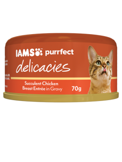 Iams Purrfect Delicacies Succulent Chicken Breast Entree in Gravy Can 70g|