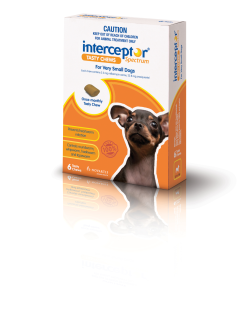 Interceptor Spectrum Chews for Dogs Up to 4kg (Orange) 6 Pack|