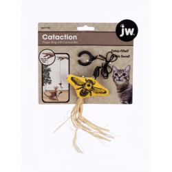 JW Cataction Canvas Bee w/Finger Ring Cat Toy|