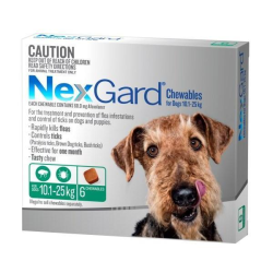 NexGard Chewables for Dogs 10.1-25kg 6 Pack|
