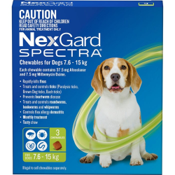 NexGard Spectra Chewables for Dogs Green 7.6-15kg 3 Pack|