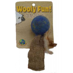 One Pet Planet Wooly Fun Feather Ball with Tail Cat Toy|