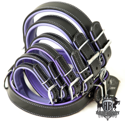 Rogue Royalty Tuscan Rogue Leather Black/Purple Dog Collar 65cm XXL|