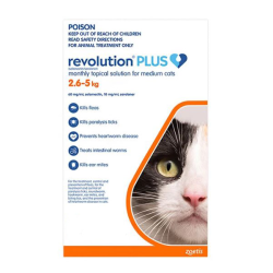 Revolution Plus Medium Cat ORANGE 2.6-5kg 6 Pack|