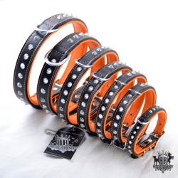 Rogue Royalty Tuscan Rogue Steel Black/Orange Spiked Dog Collar Extra Extra Large|