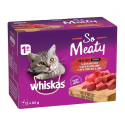 Whiskas Adult Pouches So Meaty Meat Cuts in Gravy 12 x 85g Box|
