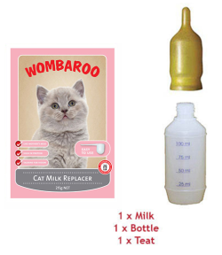 Wombaroo Cat Milk Replacer 215g with Bottle and Teat|