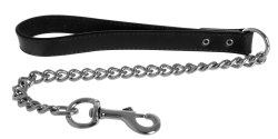 Yours Droolly Leather Grip Chain Lead Short 60cm Black|