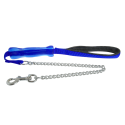 Yours Droolly Padded Chain Lead Medium with Grip 90cm Blue|