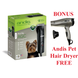 Andis AGC Pro Pet Clipper 1 Speed with Free Hair Dryer|