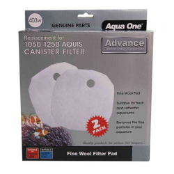 Aqua One Fine Wool Filter Pad 1050/1250 Aquis Canister Filter 403w 2Pk|