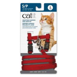 Catit Adjustable Harness & Leash Set Small Red|