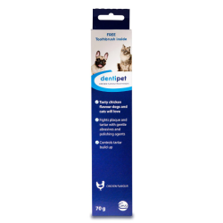 DentiPet Toothpaste Tube (& free Toothbrush) for Dogs & Cats 70g|