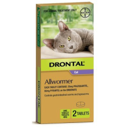 Drontal Allwormer Tablets For Cats 2 x 4kg Tablets|
