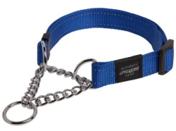 Rogz Obedience Half-Check Collar Fanbelt Large Blue|