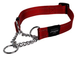 Rogz Obedience Half-Check Collar Fanbelt Large Red|