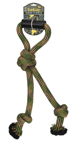 Furkidz Ruff N Tuff Weave Rope Double Tug with Handle Camo 52cm|