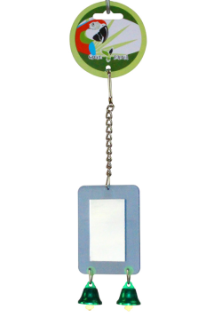 Green Parrot Toy ACRYLIC MIRROR & BELL|