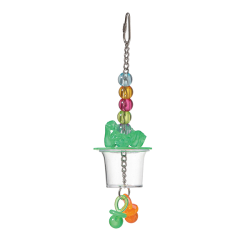 Green Parrot Bird Toy BEAD CUP SUPRISE|