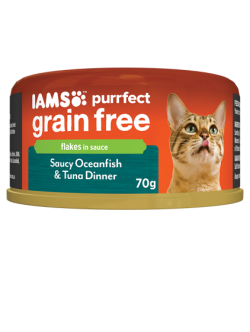 Iams Purrfect Grain Free Saucy Tuna with Salmon Dinner Can 70g|