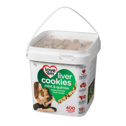 Love Em Liver Cookies Mint & Quinoa 1kg|
