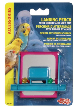 Living World Bird Landing Perch w/Mirror & Seed Cup|