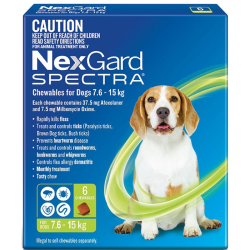 NexGard Spectra Chewables for Dogs Green 7.6-15kg 6 Pack|