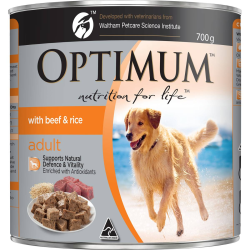 Optimum Adult Beef & Rice Wet Can 700g x 12/Tray|