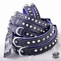 Rogue Royalty Tuscan Rogue Steel Black/Lavender Purple Spiked Dog Collar 50cm Medium|