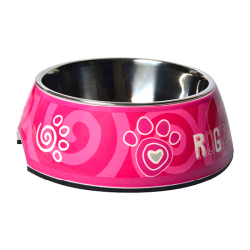 Rogz Bubble Pink Paw 2-in-1 Bowl Small|