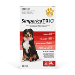 Simparica TRIO Chewables for Extra Large Dogs Red 40.1-60kg 3 Chews|