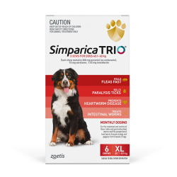 Simparica TRIO Chewables for Extra Large Dogs Red 40.1-60kg 6 Chews|