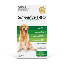 Simparica TRIO Chewables for Large Dogs Green 20.1-40kg 3 Chews|