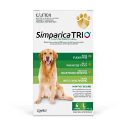 Simparica TRIO Chewables for Large Dogs Green 20.1-40kg 6 Chews|