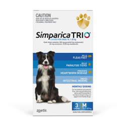 Simparica TRIO Chewables for Medium Dogs Blue 10.1-20kg 3 Chews|