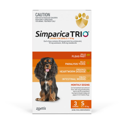 Simparica TRIO Chewables for Small Dogs Orange 5.1-10kg 3 Chews|