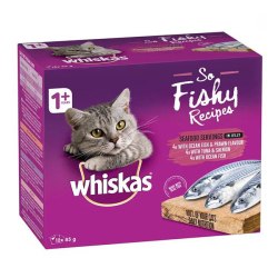 Whiskas Adult Pouches So Fishy Seafood Servings in Jelly 12 x 85g Box|