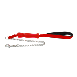 Yours Droolly Padded Chain Lead Medium with Grip 90cm Red|